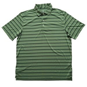 Southern Tide Polo Shirt Mens L Short Sleeve Performance Stretch Green Striped